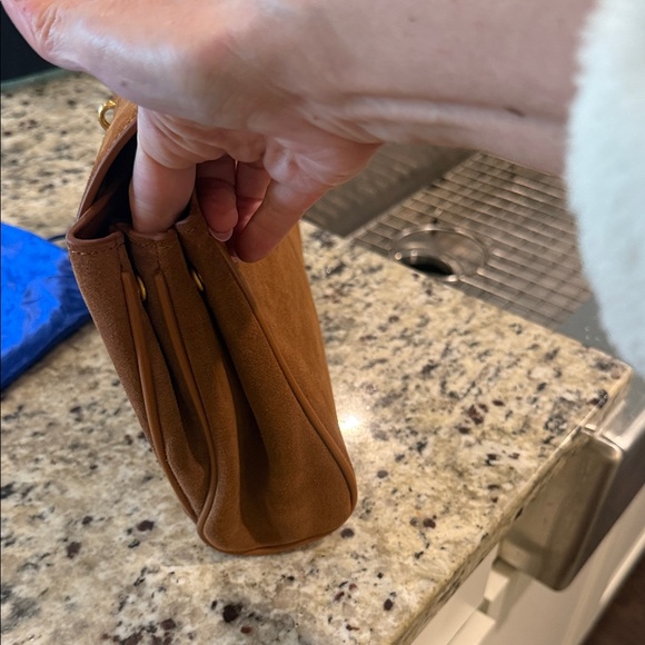 Verano Hill Brown Suede Shoulder Bag with Gold Hardware - Picture 6 of 7